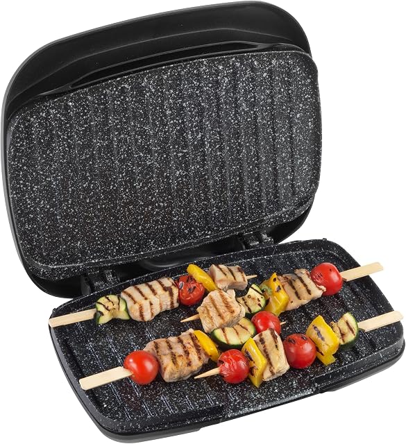 Progress EK4366PMG Smartstone Non-Stick Health Grill & Panini Press, Multipurpose Meat Grill & Griddle, Ideal for Cooking Grilled Chicken, Paninis and Kebabs, Removable Drip Tray, 26 x 16 cm, 1000 W