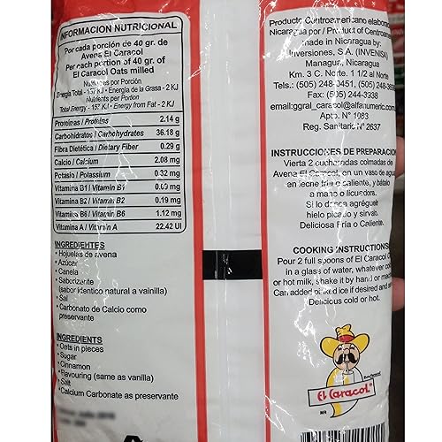 Miniatura 2 de Avena Molida (Avena Molida) El Caracol 14.11 oz | De Nicaragua (paquete de 3)