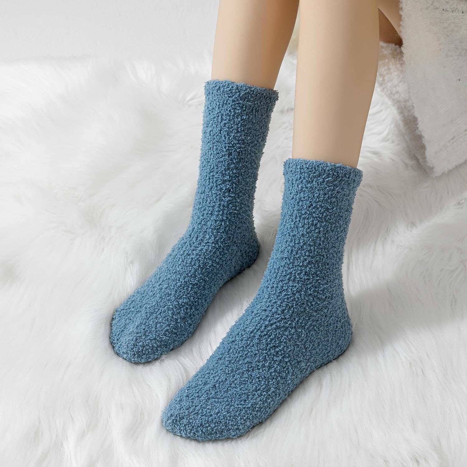 6 Pairs Fuzzy Socks For Women Soft Home Slipper Socks Fluffy Sleeping Socks don't Shed Lint - Image 2