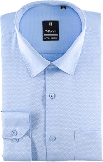 7-DAYS Premium Men's Formal Shirts – Cotton Rich, Textured Self-Design, Full Sleeve, Regular Fit, Wrinkle Resistant, with ...