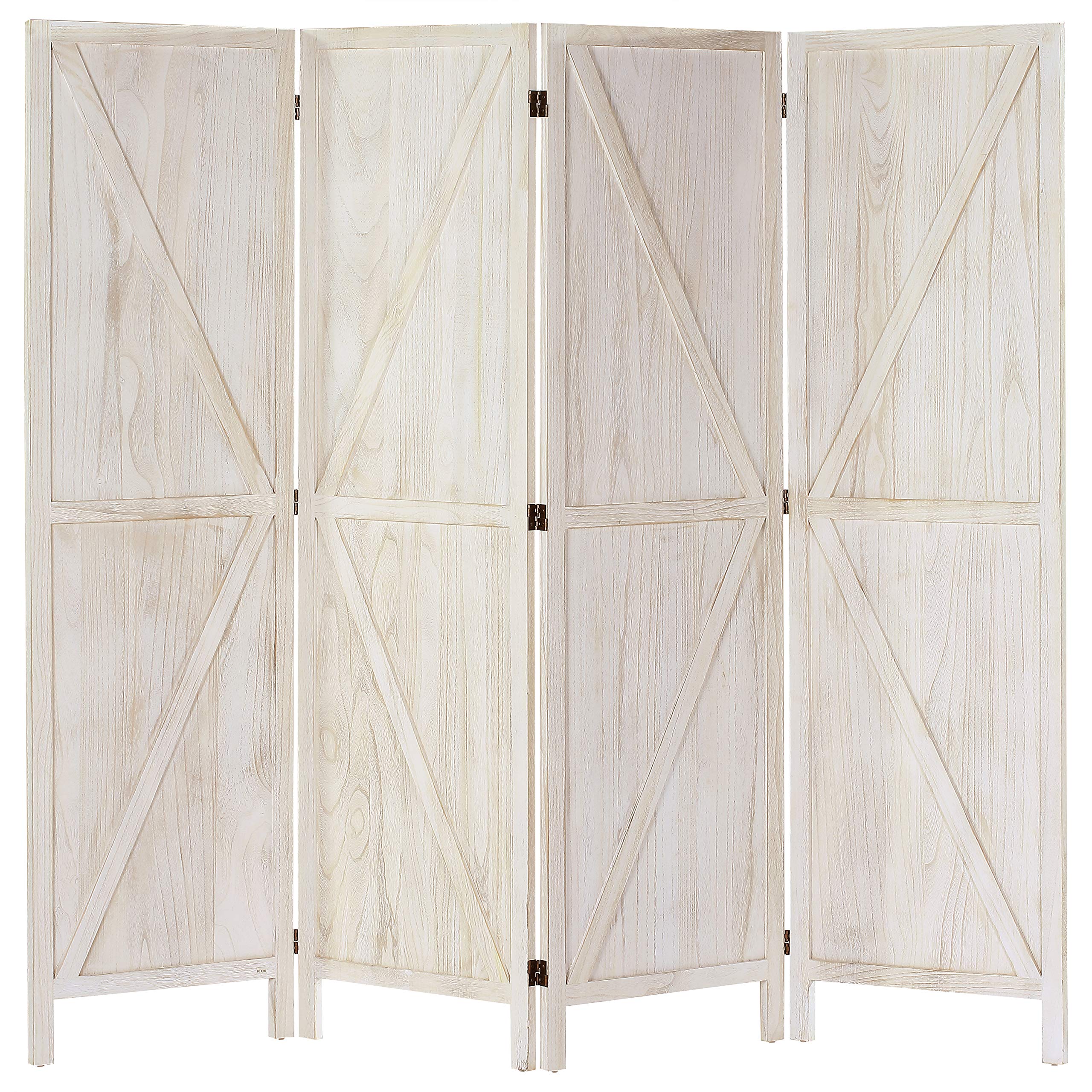iVilla 5.8 Ft Tall Wood Room Divider, 4 Panel Rustic Folding Privacy
