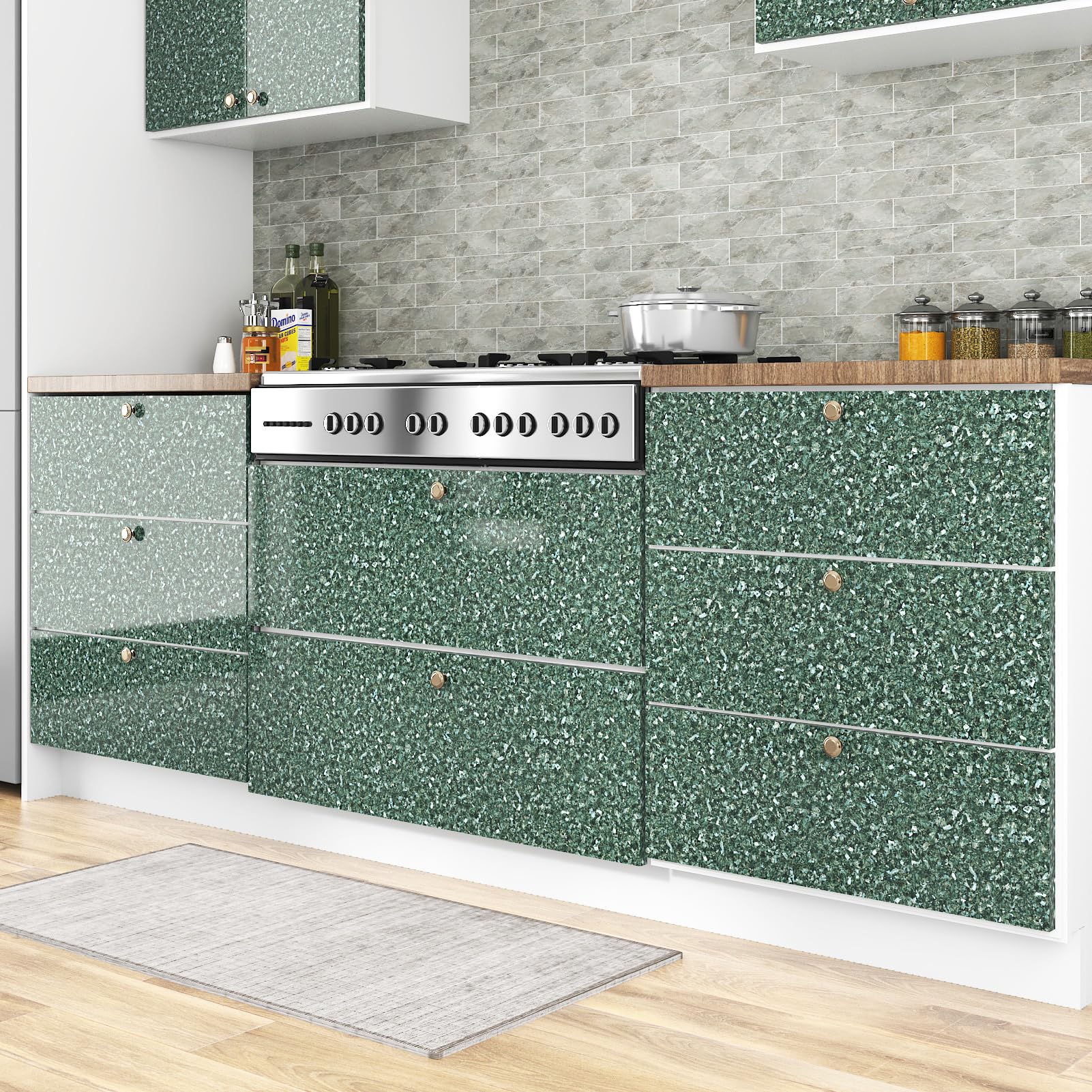 Pellicola Adesiva Effetto Marmo Verde Grigio – 60 Cm X 5 M, In PVC, Per Mobili, Cucine E Pareti, Autoadesiva E Lavabile