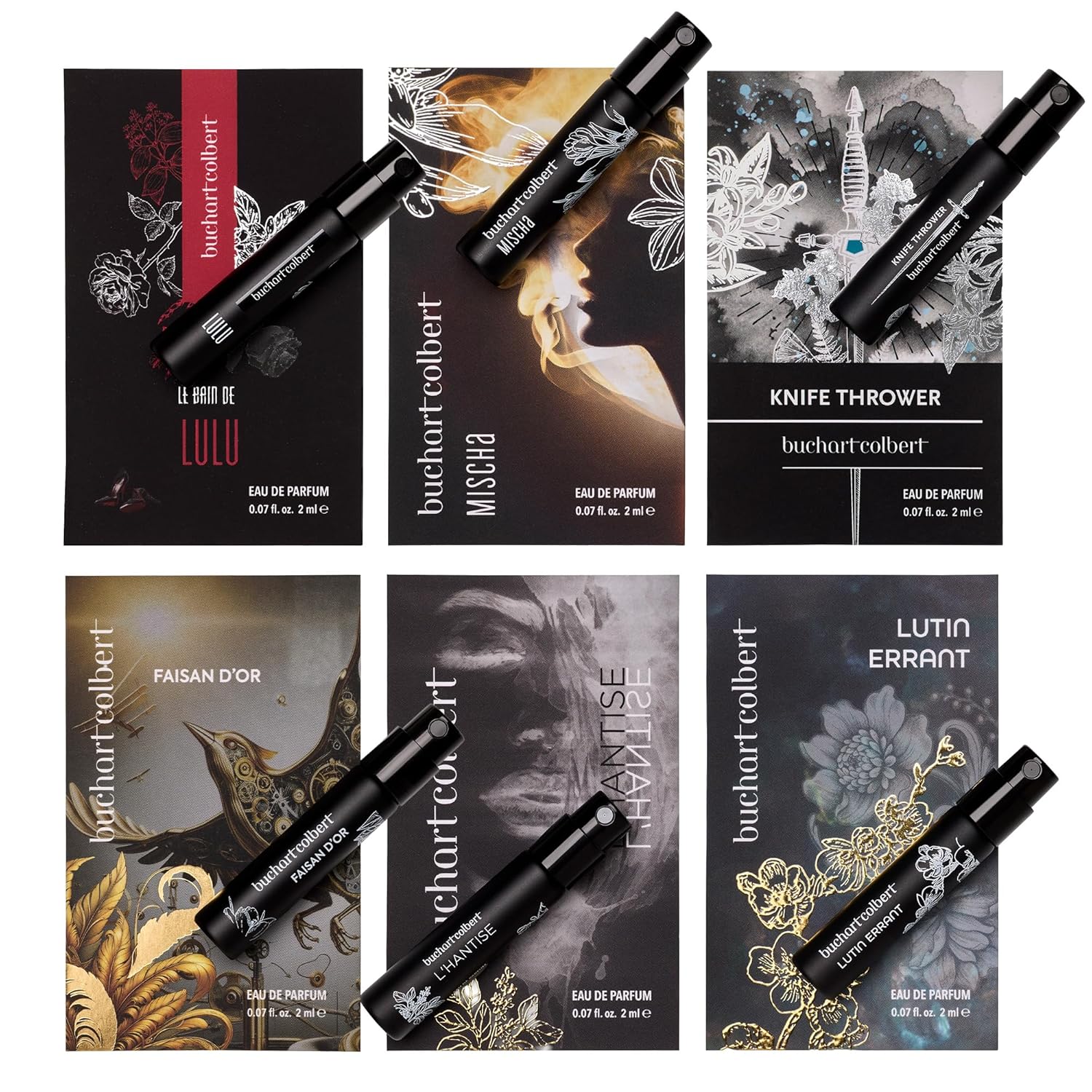 Eau de Parfum Sample Set – 6 x 2ml Perfume Sampler – Unisex Discovery Fragrance Collection with Floral, Amber, Citrus, and Woody Scents