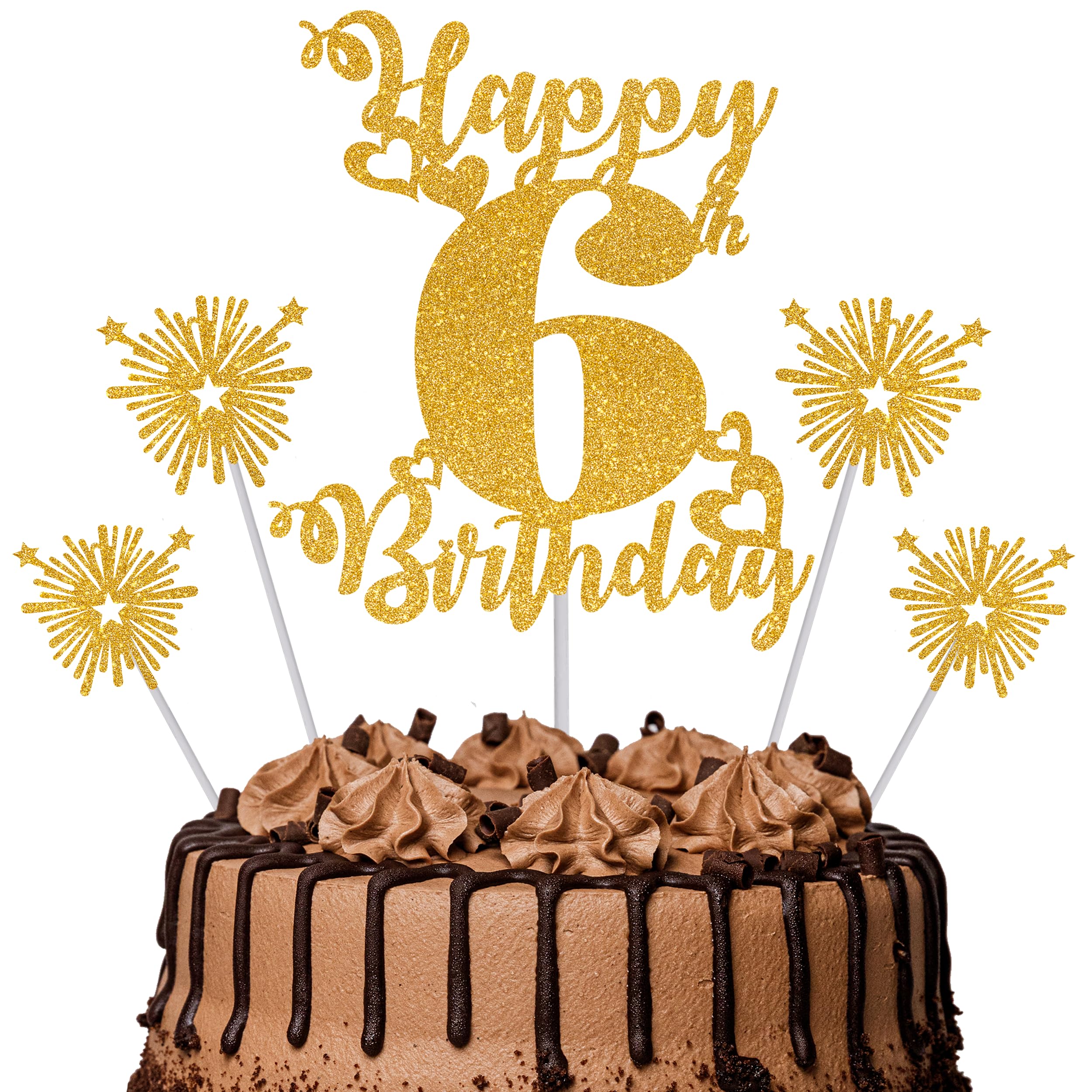 Gold Glitter 96th Birthday Cake Topper Set – 5 Piece Premium Glitter Birthday Decoration & Party Supplies for Men, Women & Kids – 96th Birthday — view 77