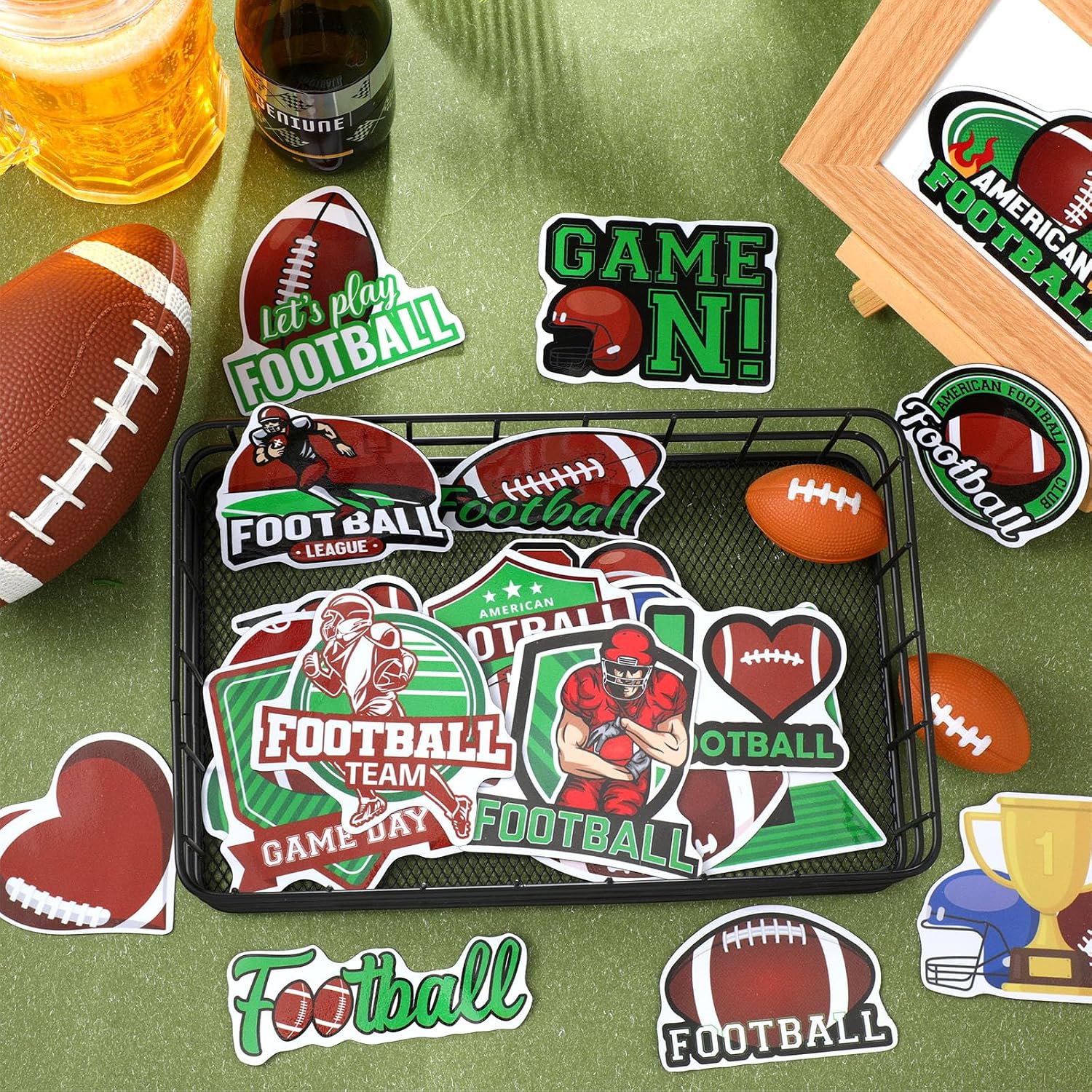 48 Pcs Football Magnet for Locker Decoration Football Fridge Magnet for Men image 4