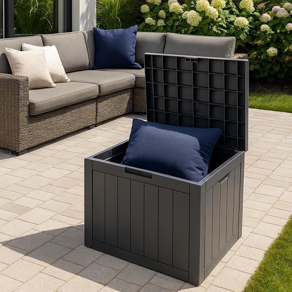 Durabull Indoor/Outdoor 120L Storage Box. Weather-Resistant. Plastic Wood Plank Effect Garden, Balcony, Tool, Toy, Parcel or General Storage Box. Large Capacity. (Anthracite) - 5