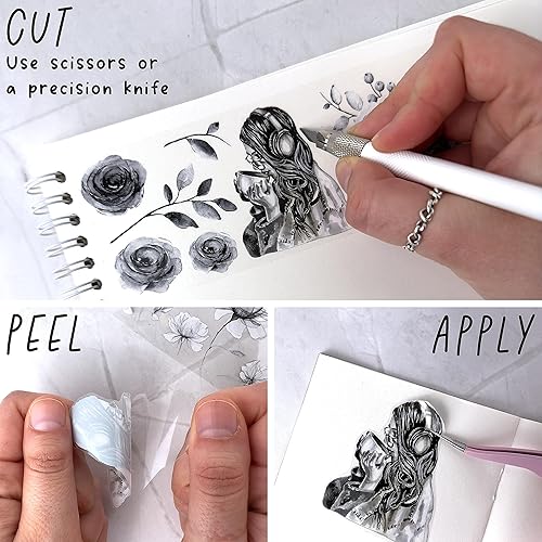 Miniatura 6 de 4 Cintas de PET para Álbum de Recortes y Diarios - Suministros de Diario Basura en Blanco y Negro para Proyectos de Manualidades y Artes DIY