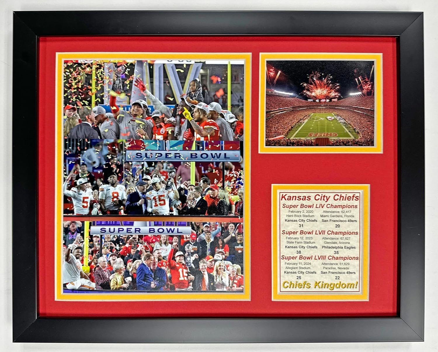 2023 LVIII Champions | Framed Photo Collages (Dynasty - 3x Champs, 12"x15")