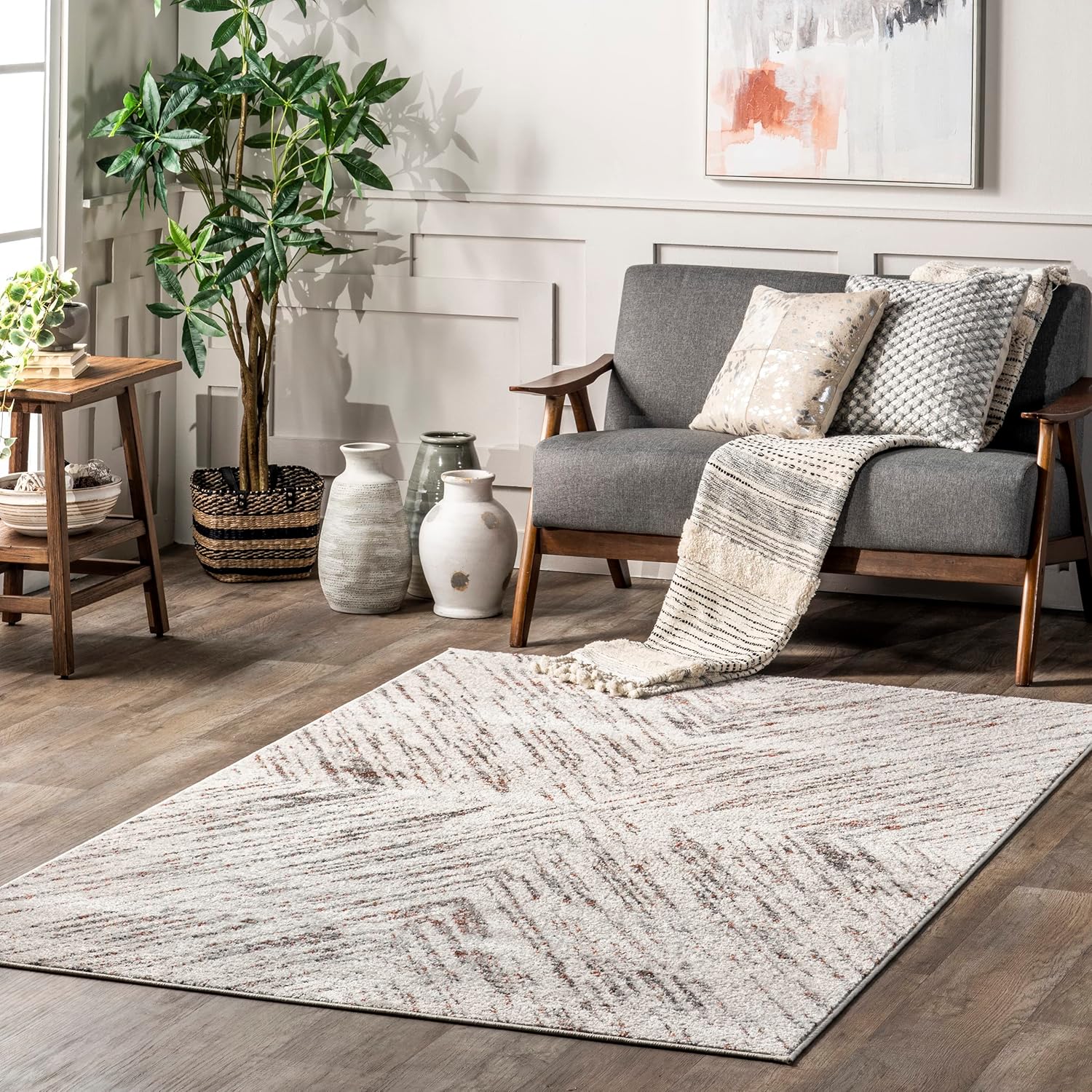 nuLOOM 8' x 10' Performance Indoor Area Rug, Non-Shed, Power Loomed High-Traffic Area Rug for Living Room, Bedroom, Home, Annalisa Light Grey