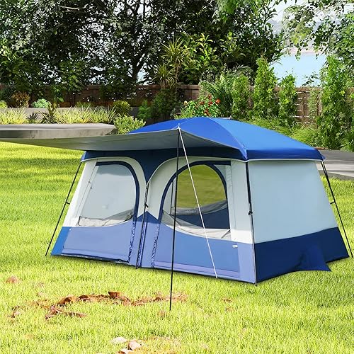 Miniatura 8 de Vidalido Tiendas de campaña, tienda de 6-8 personas para acampar con vestíbulo extendido, tiendas familiares de 2 habitaciones resistentes al clima,