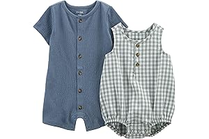 Carter's Baby Boy Button Rompers, Pack of 2