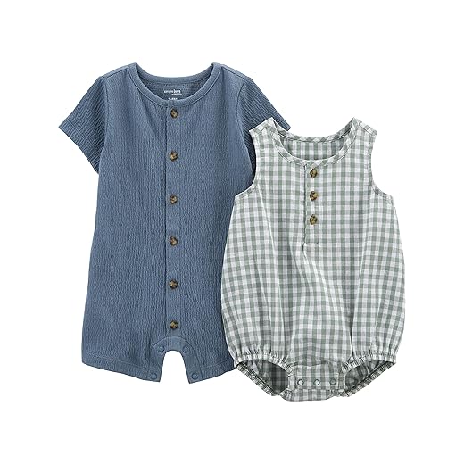 Simple Joys by Carter's Baby Boys' Button Rompers, Pack of 2