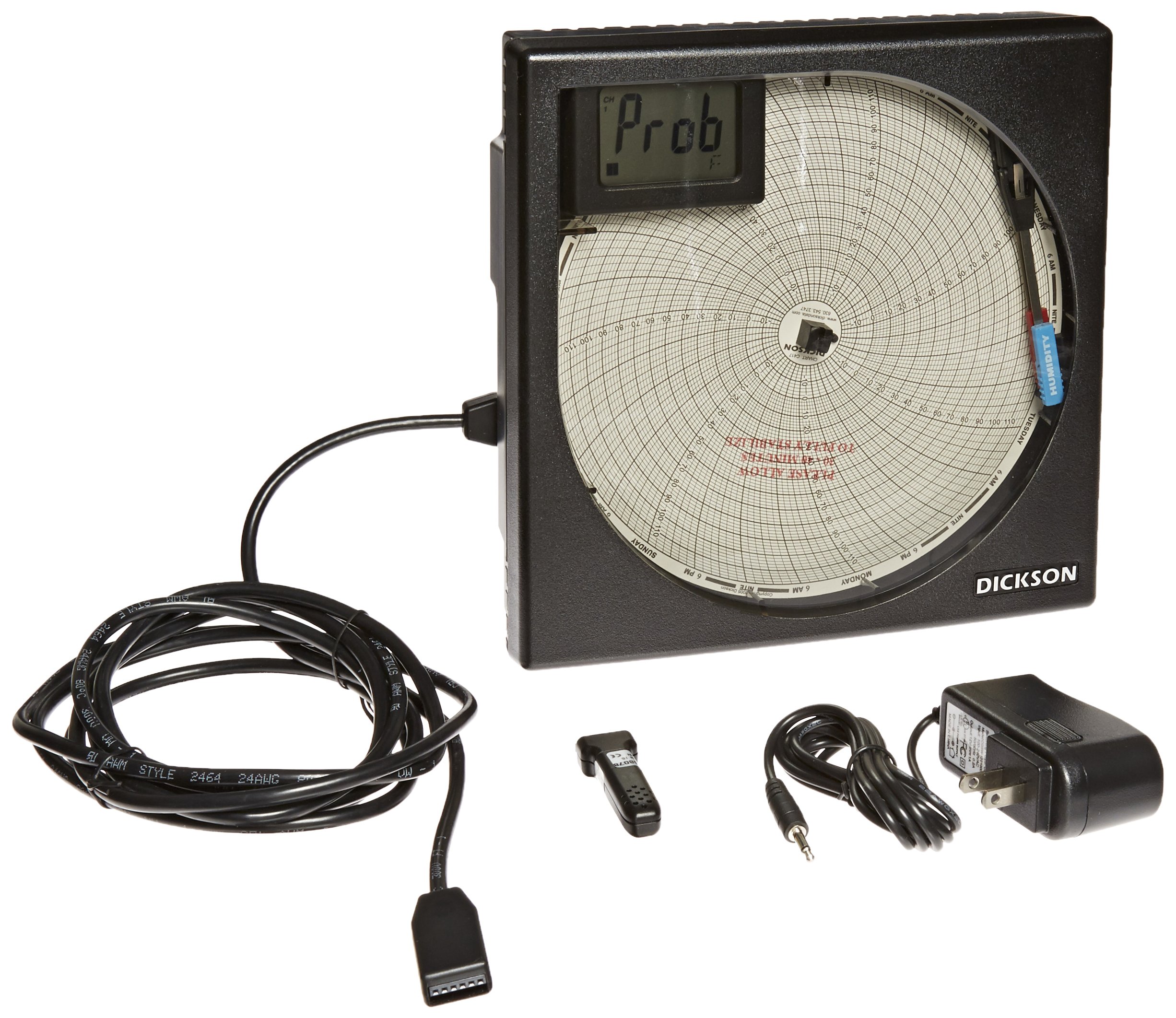 Dickson TH8P0 High Resolution Temperature and Humidity Chart Recorder with Battery Operation, 8"/203mm Chart, 7-Day or 24-Hour Rotation, 32 to 120F Temperature Range, 0-95% RH Non-Condensing Humidity Range