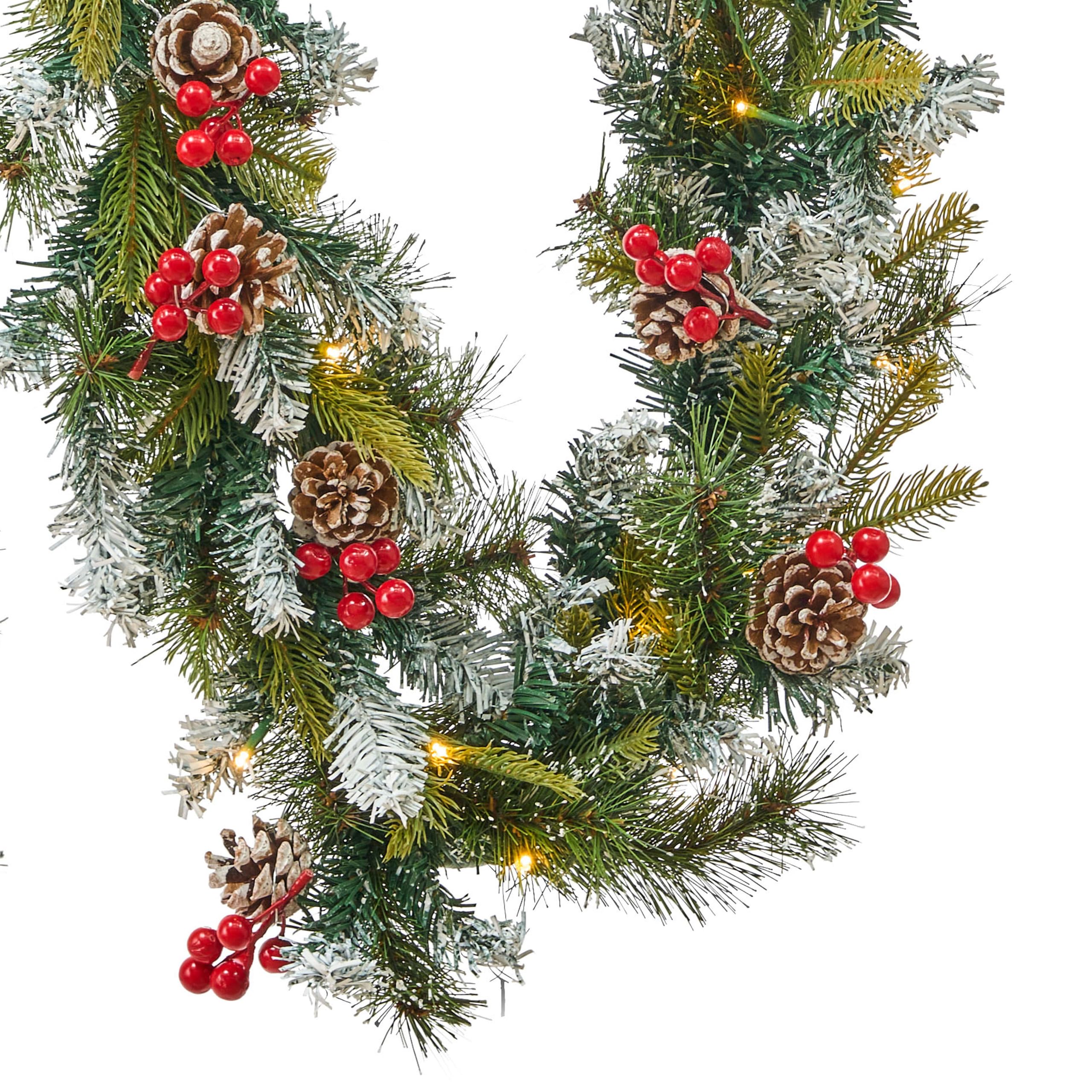 Künstliche Weihnachtsgirlande mit Beleuchtung Schnee 270 cm Indoor grün Paimio