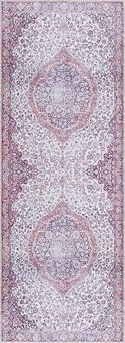Miniatura 6 de Georgia Collection Cael - Alfombra lavable a máquina, estilo oriental persa floral desteñido, para sala de estar y dormitorio, alfombra envejecida