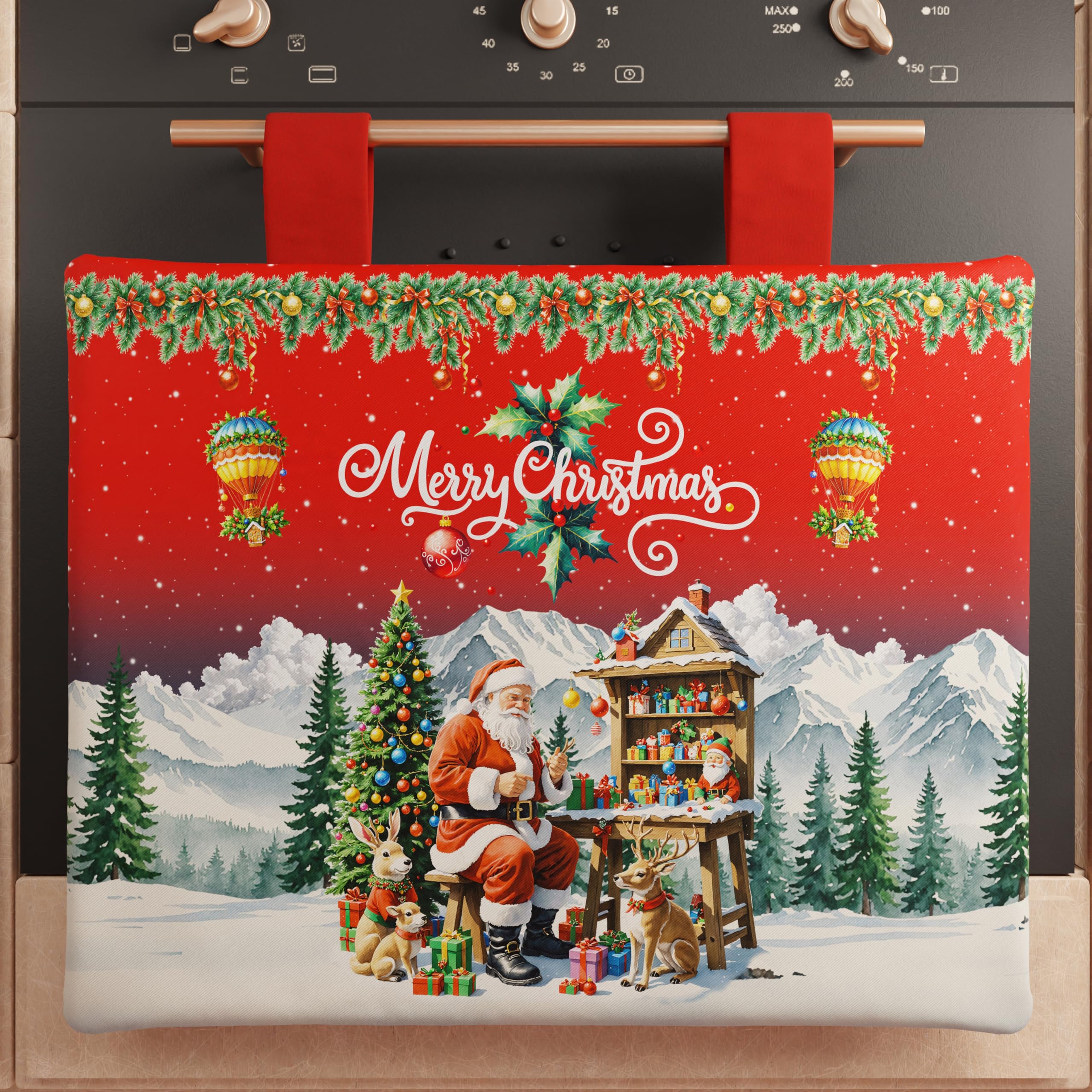 Copriforno Natalizio 40x50 Cm - Tema Elfo, 100% Cotone Microfibra Made In Italy - Foto 6