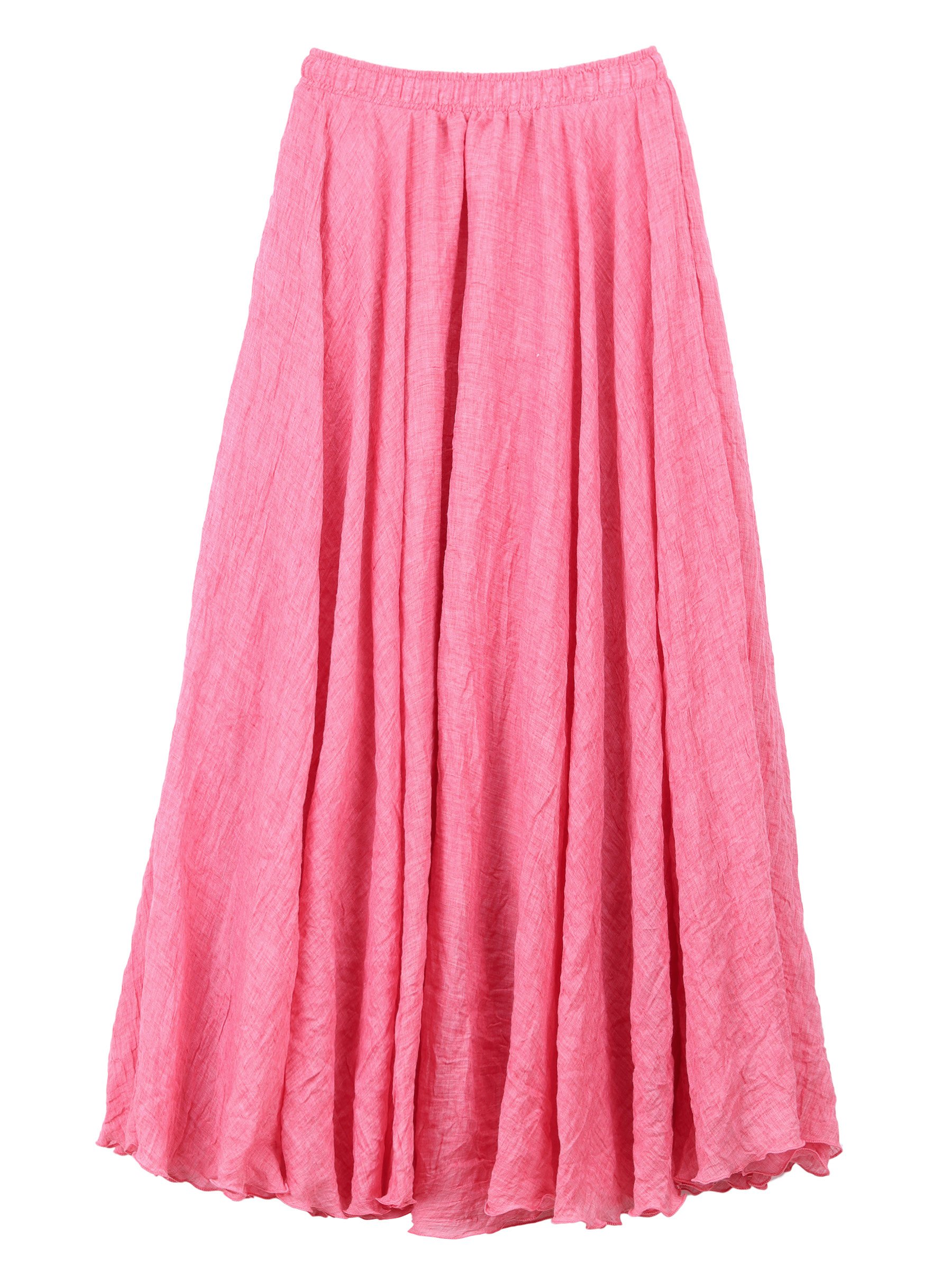 Mujer Algodón Lino Falda Larga Maxifalda Playa Cintura Maxiskirt Elástica Doble Capa para Vacaciones Casual - para Talla 34/36/38/40/42 o Talla XS/S/M/L