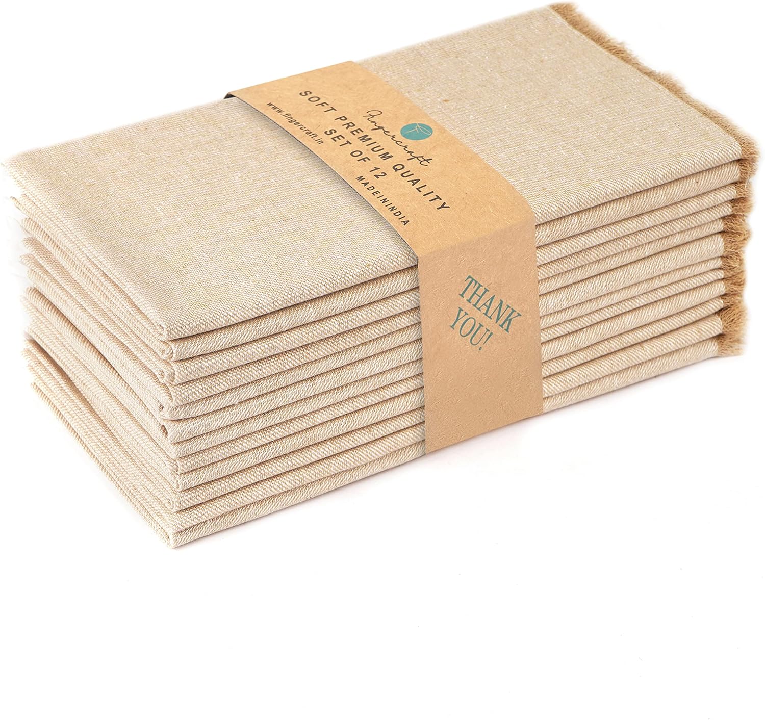 Servilletas de Tela Algodón Set de 12 con Flecos