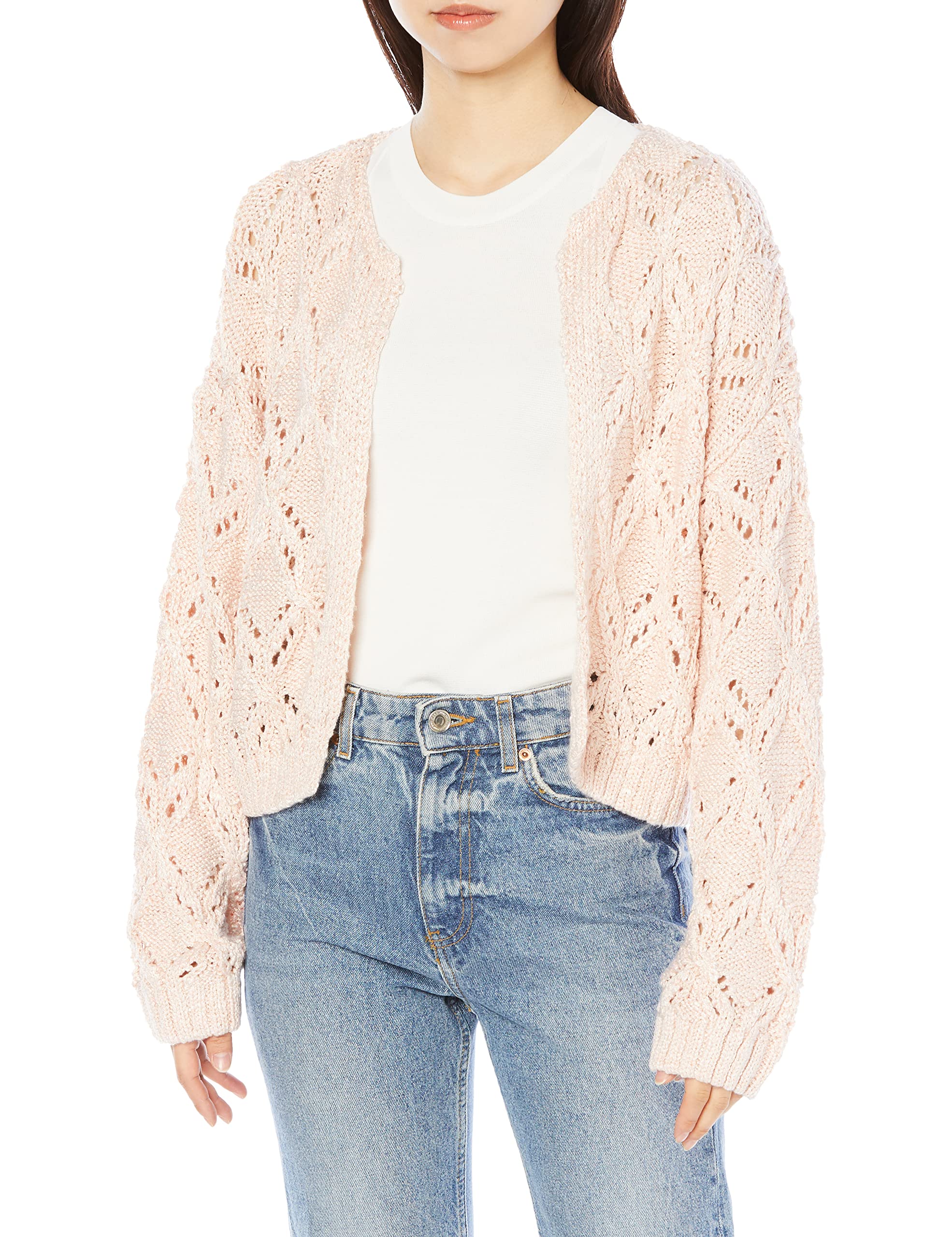 Amazon | [ファーファー] ローゲージ透かし編みカーディガン  