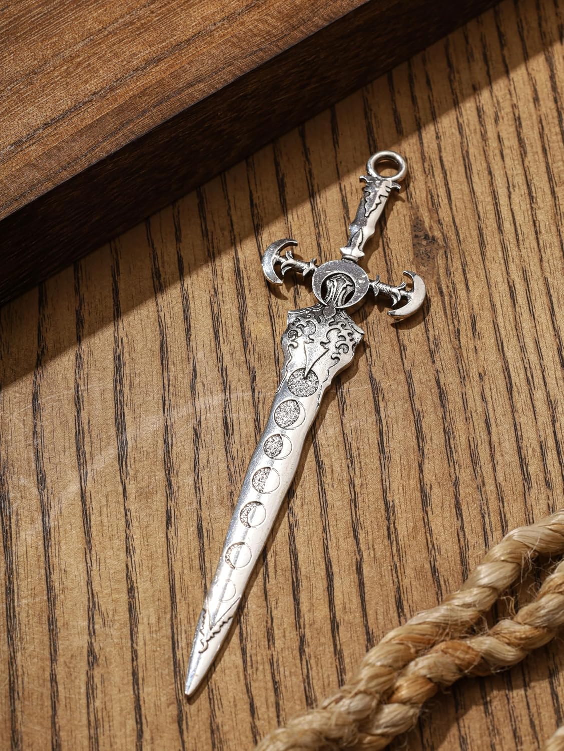HAQUIL Sword Moon Phase Hairpin Vintage Styling Pins Silver Plated Witch Hair Slide Renaissance Festival Hair Acceossories for Women
