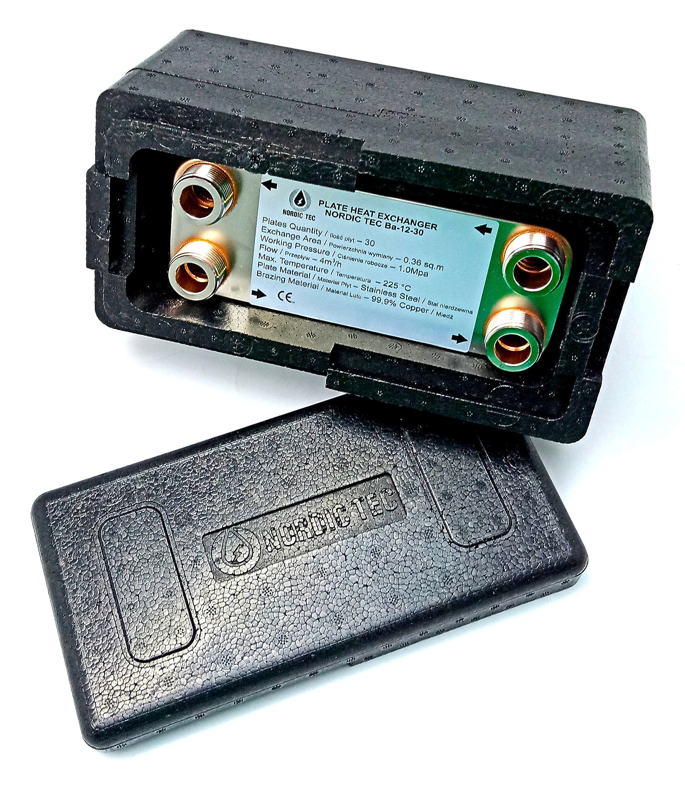 Nordic Tec Ba-12-30 - Scambiatore di calore in acciaio INOX con isolamento, 30 piastre da 65 kW, 3/4"
