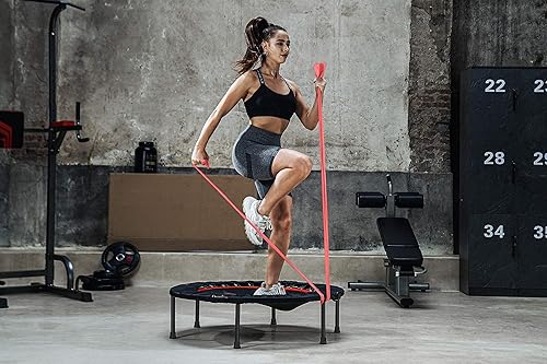 Miniatura 2 de Pelpo - Mini trampolín plegable de 38''40" con mango de espuma ajustable, ejercicio de rebote para adultos en interiores y exteriores, carga máxima