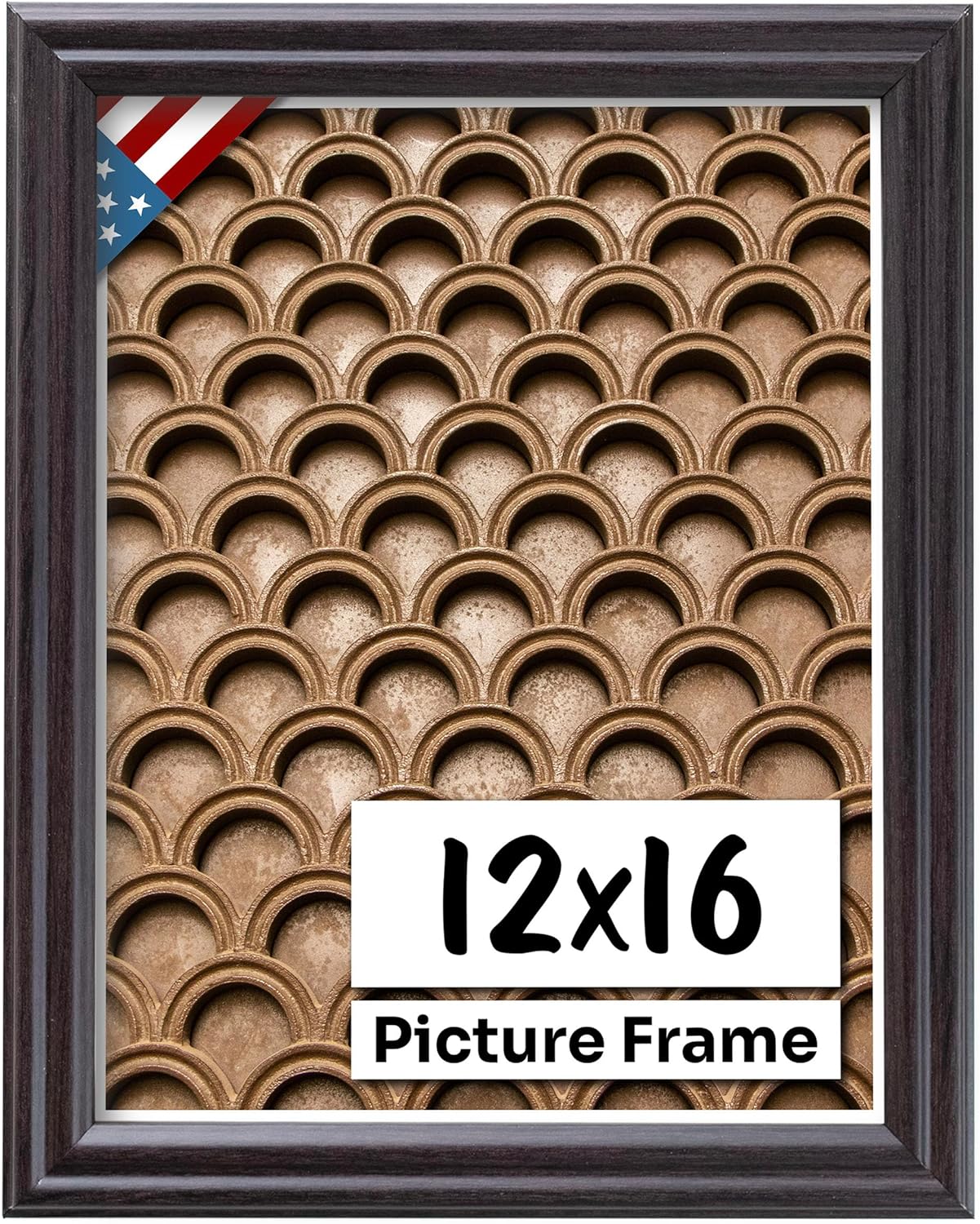 Coffee Brown 12x16 Picture Frame .75" Inch Wide - Dark Brown Wall Decor Handmade Solid Wood Frames with Preinstalled Hangers and UV Blocking Plexiglass 16x12 Frame