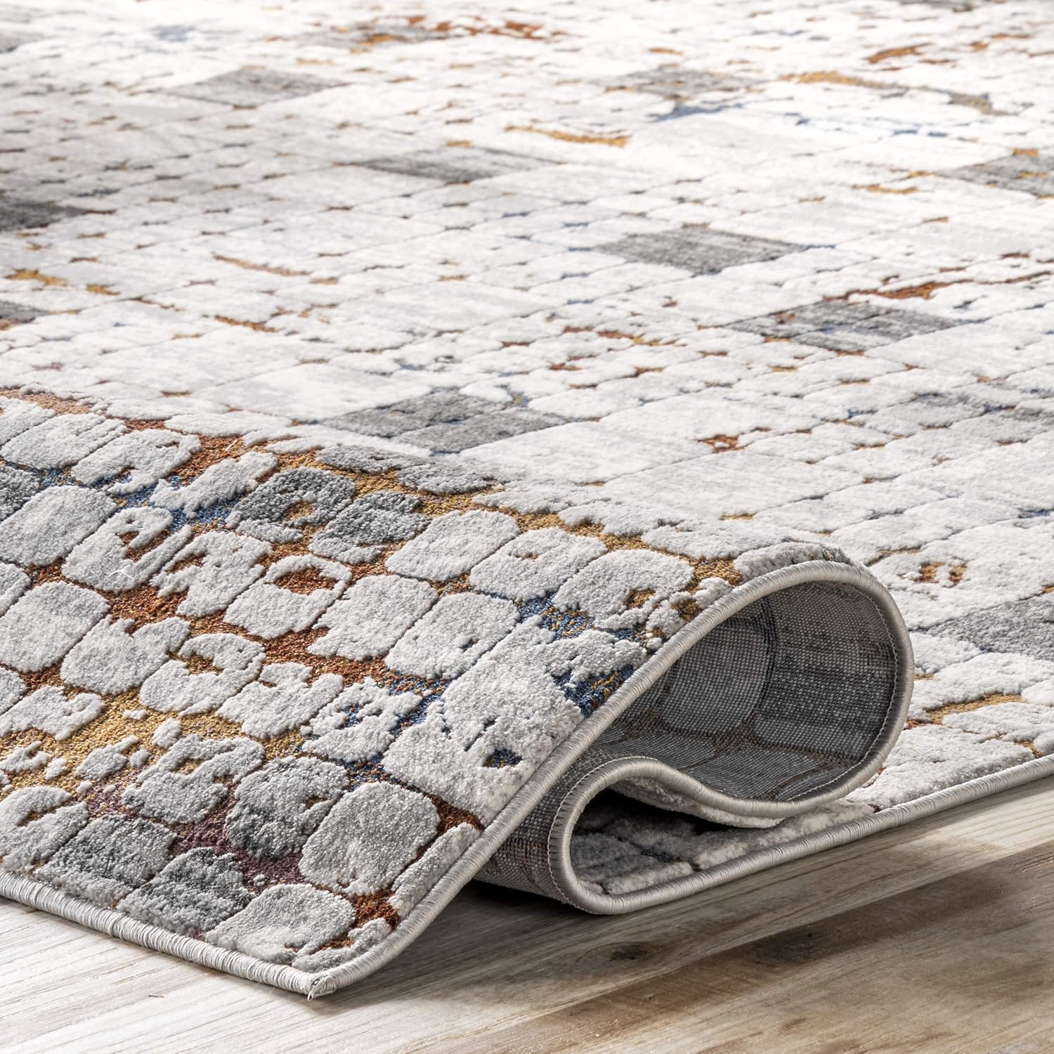 nuLOOM Dallas Abstract Tiles Area Rug, 5x8, Light Grey