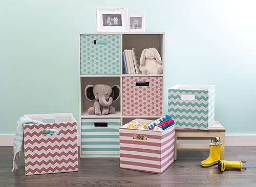 Miniatura 9 de DII Cubo de almacenamiento plegable de poliéster, Chevron, rosa, grande