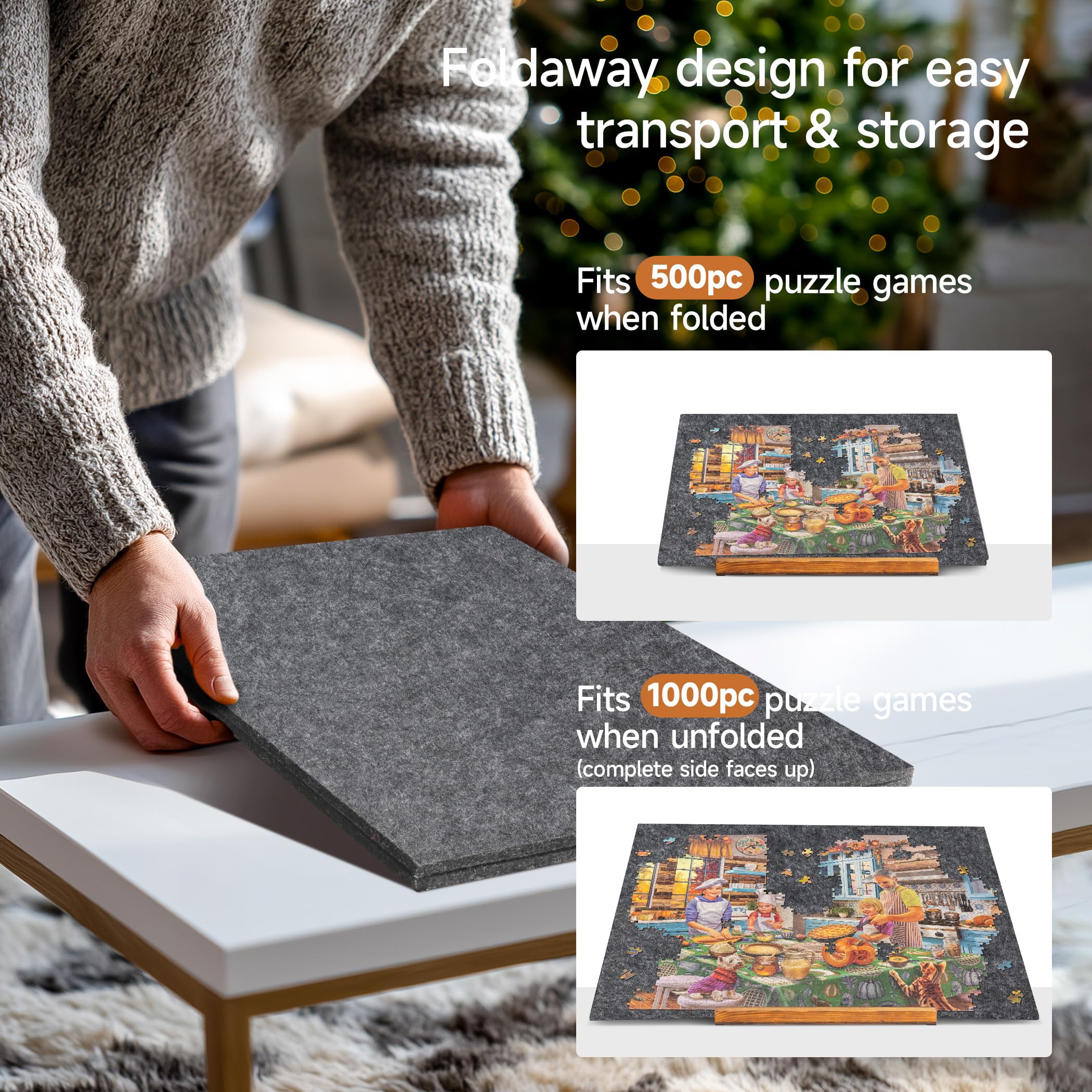 Tektalk Foldable Jigsaw Puzzle Board with 3 Angle Adjustable Bracket/Stand - Image 2