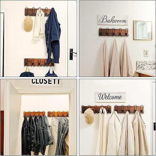 Miniatura 5 de Dseap Perchero para colgar en la pared, resistente, rústico, con 5 ganchos de alambre para ropa, sombrero, chaqueta, toalla, RusticWire, J1-5A,