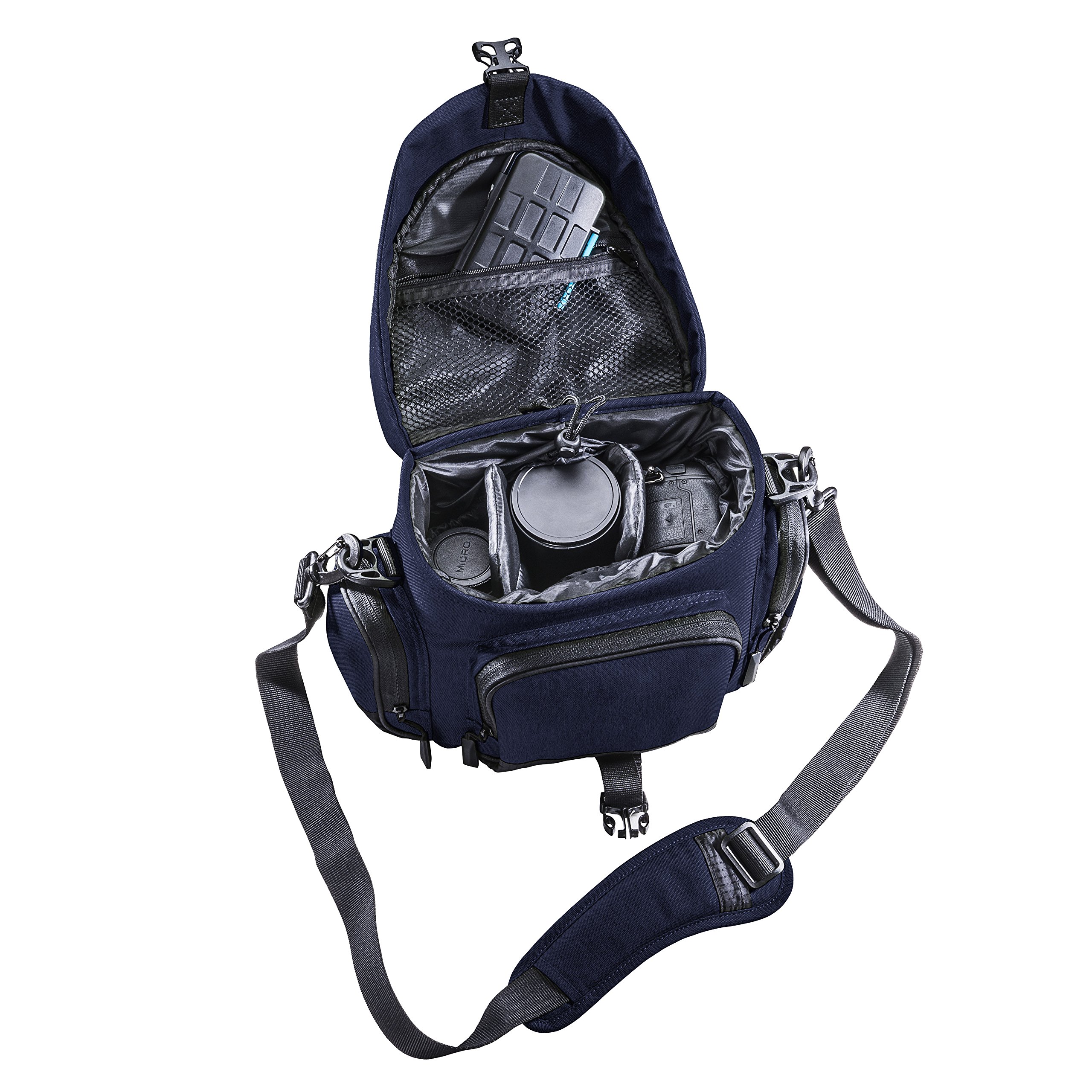 Mantona Premium Borsa per Fotocamera, Imbottito, per Fotocamera DSLR e Accessori, Fotocamera Sistema, Fotocamera DSLM, Obiettivo Aggiuntivo, con Tasche Aggiuntive, Impermeabile, Antracite