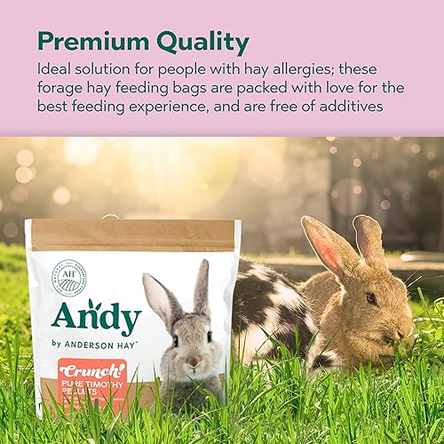 Miniatura 5 de Andy Timothy - Pellets de heno, crujiente! Alimento orgánico puro para conejos, bolsa de 5 libras, conejillo de indias premium y heno de chinchilla,