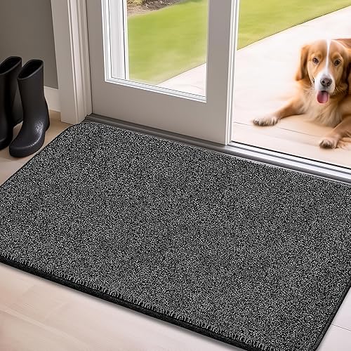Mibao Tapete para puerta de interior, 35.5 x 59 pulgadas, tapete antideslizante de perfil bajo, tapete de puerta de perro, tapete de bienvenida