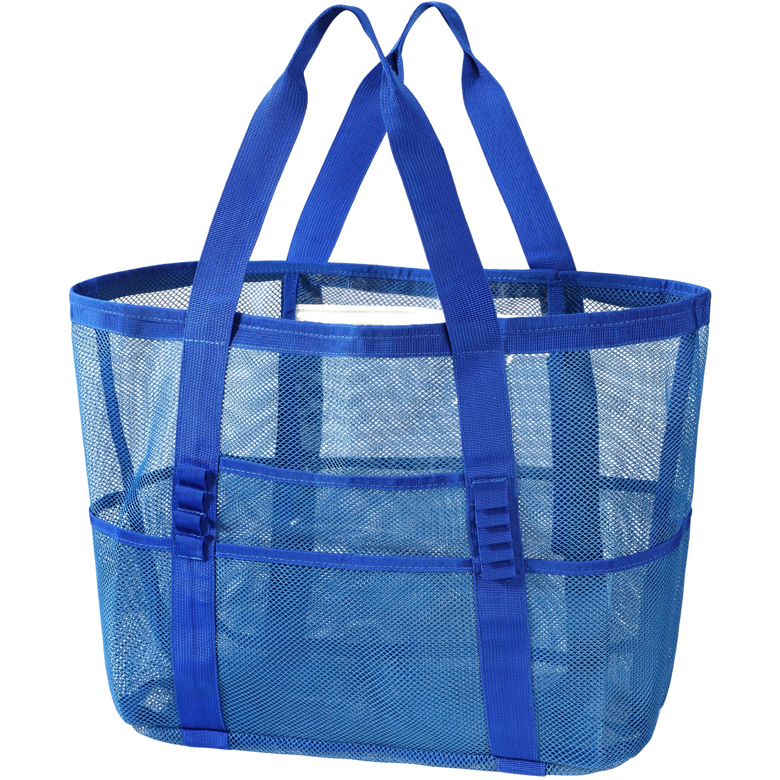 KPX Mesh Beach Bag, Large Beach Tote Bags for Women Foldable Mesh Swimming Pool Bag with Mini Pockets - Sandproof, Waterproof