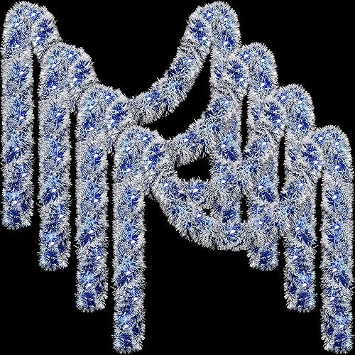 Miniatura 13 de Ceenna 2 guirnaldas de oropel de Navidad de 32.8 pies con 100 luces LED de 32.8 pies para colgar en la pared, árbol de Navidad, decoración de