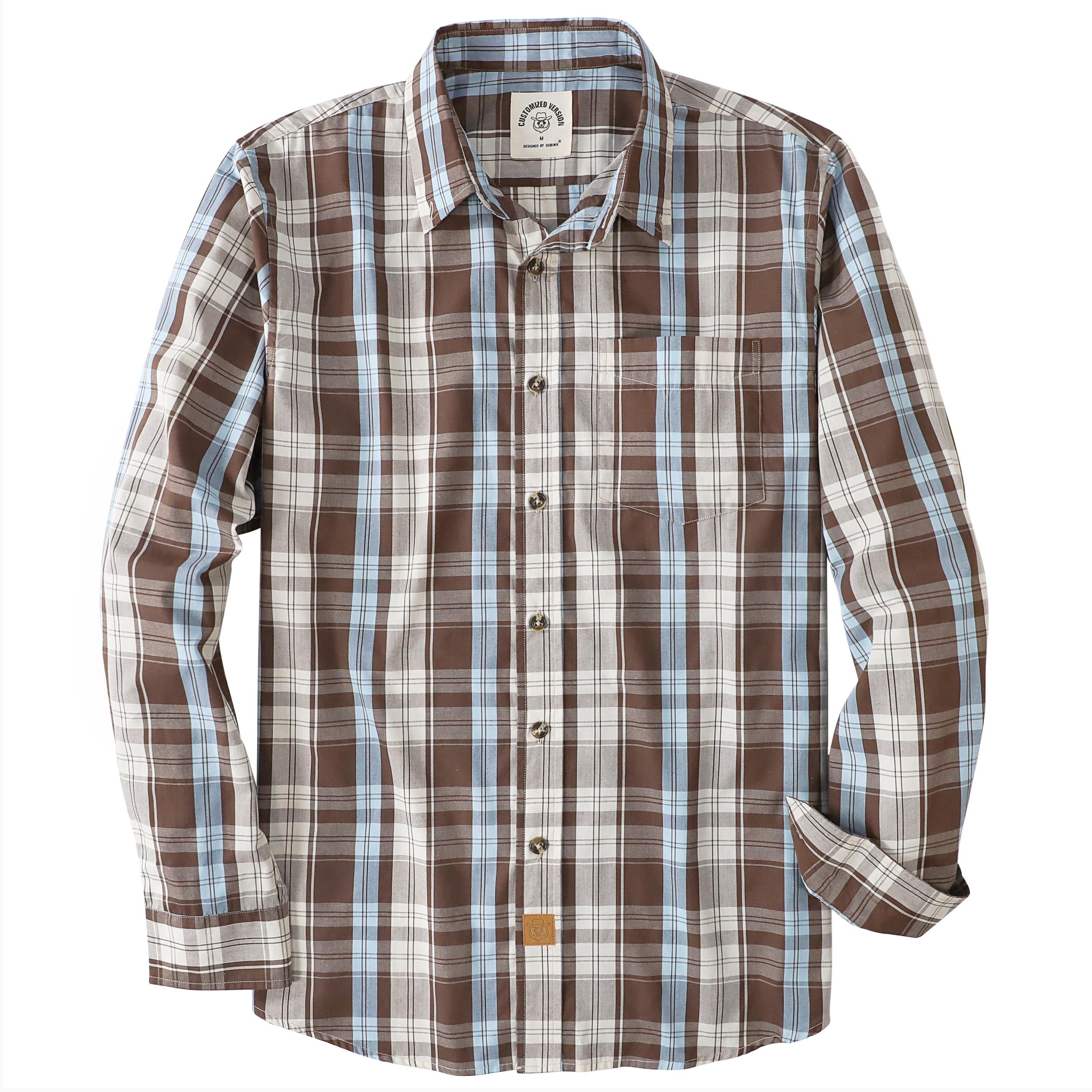 Dubinik® Camicia Quadri Uomo Casual Leggero Botton Down Regular Fit con Taschini