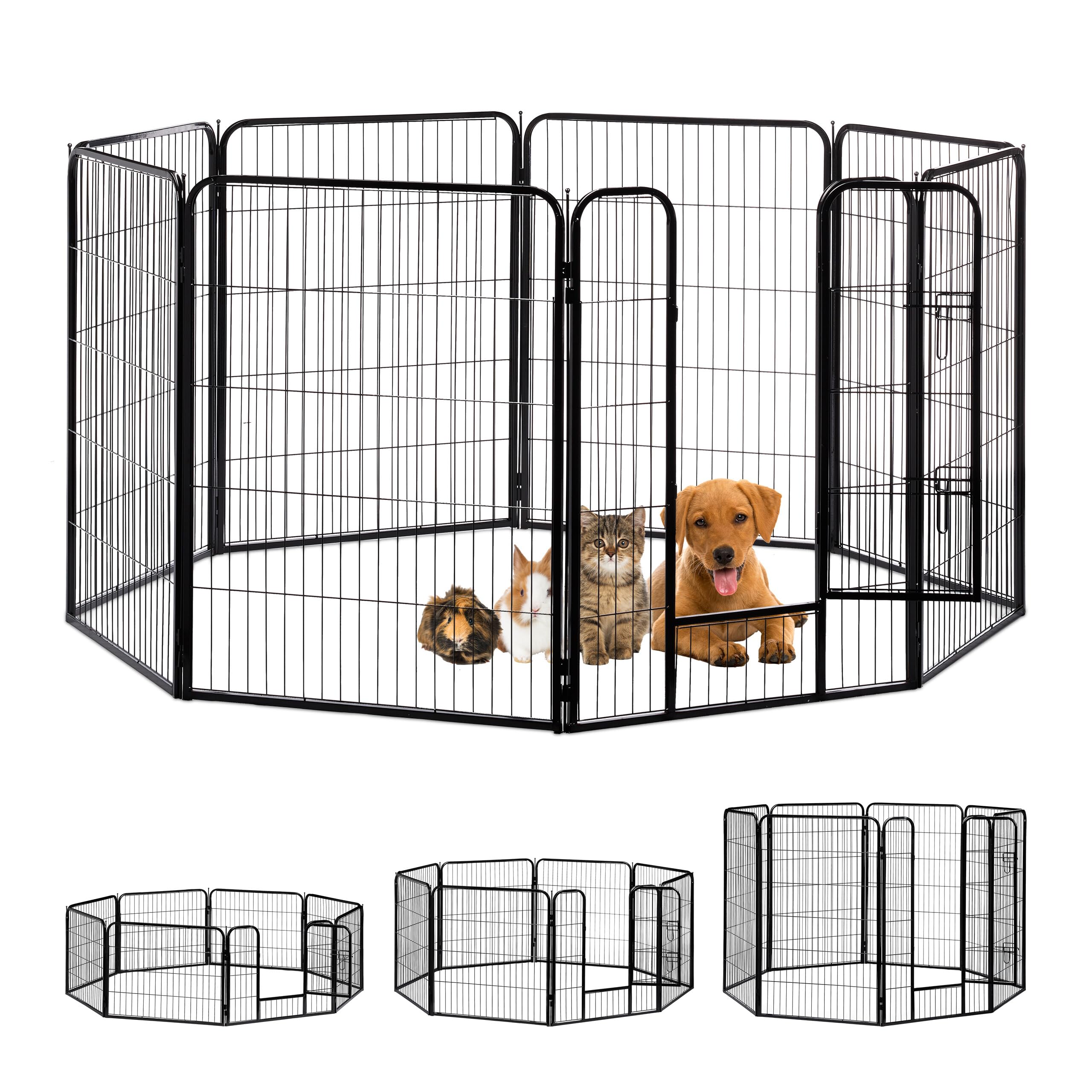 Relaxdays Recinto per Cuccioli, Cani Piccoli, da Interno, Stabile, da Esterno, Box, HLP 100x76,5x235 cm, Nero
