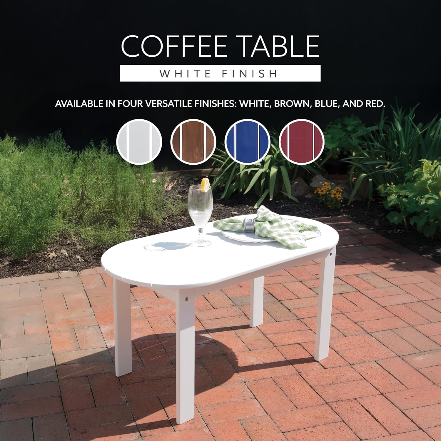 Linon Jayde Adirondack Coffee Table, White 18.11D x 35.24W x 18.11H in