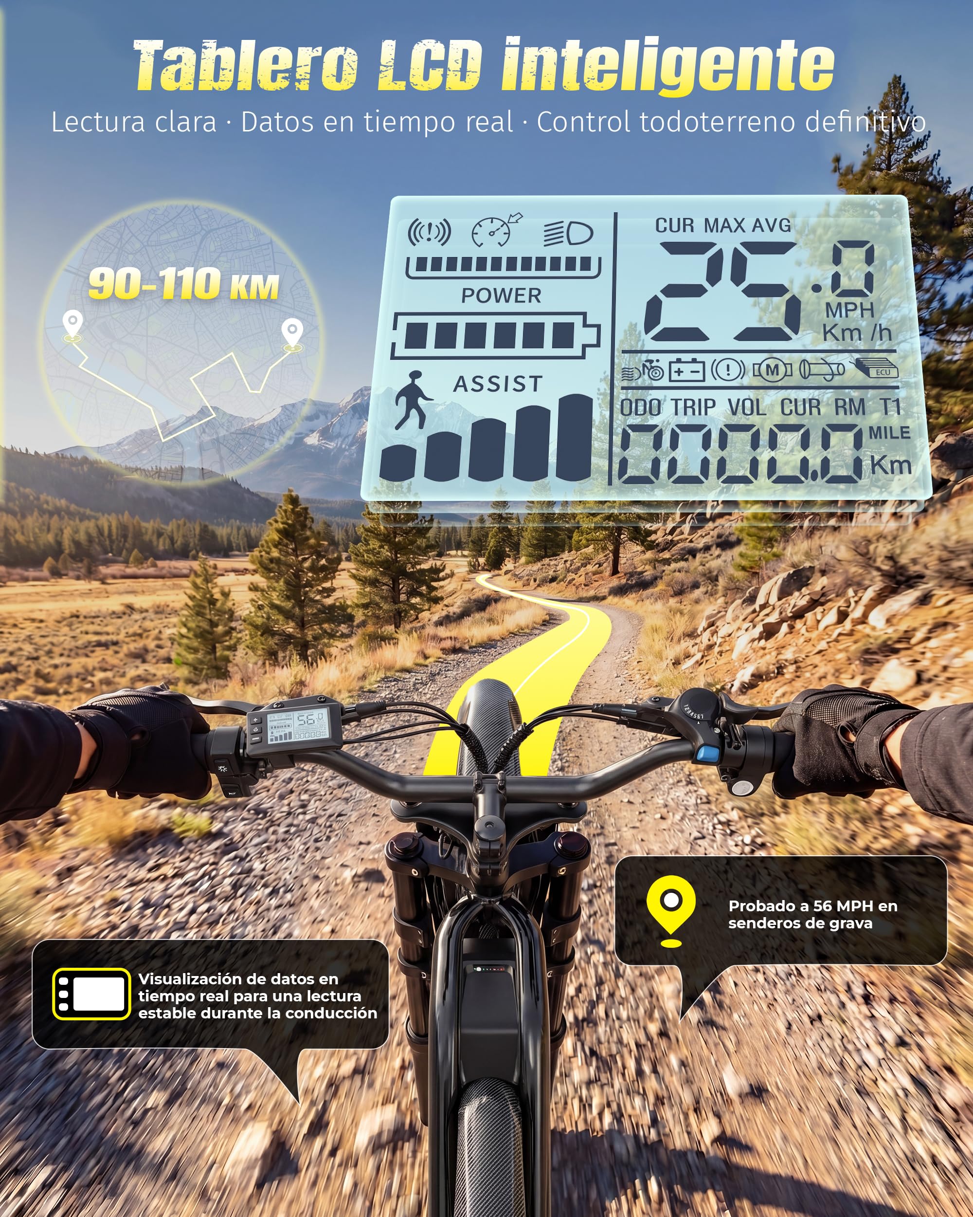DEEPOWER S21 Bicicleta Eléctrica, Batería Extraíble 48V 25Ah, Par De 100Nm, Bicicleta Eléctrica Todoterreno De Neumáticos Gruesos, Frenos De Disco, Suspensión Completa, Cross Eléctrica 7 Velocidades