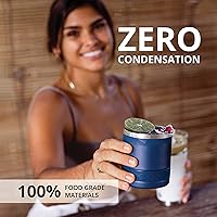 Vista 6 de Elemental Recess Lowball, vaso de acero inoxidable de triple pared de 10 onzas con tapa Tritan no rota y vaso de whisky aislado, taza de café