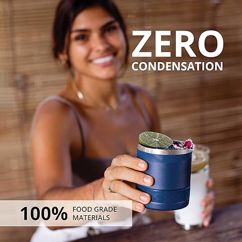 Miniatura 6 de Elemental Recess Lowball, vaso de acero inoxidable de triple pared de 10 onzas con tapa Tritan no rota y vaso de whisky aislado, taza de café