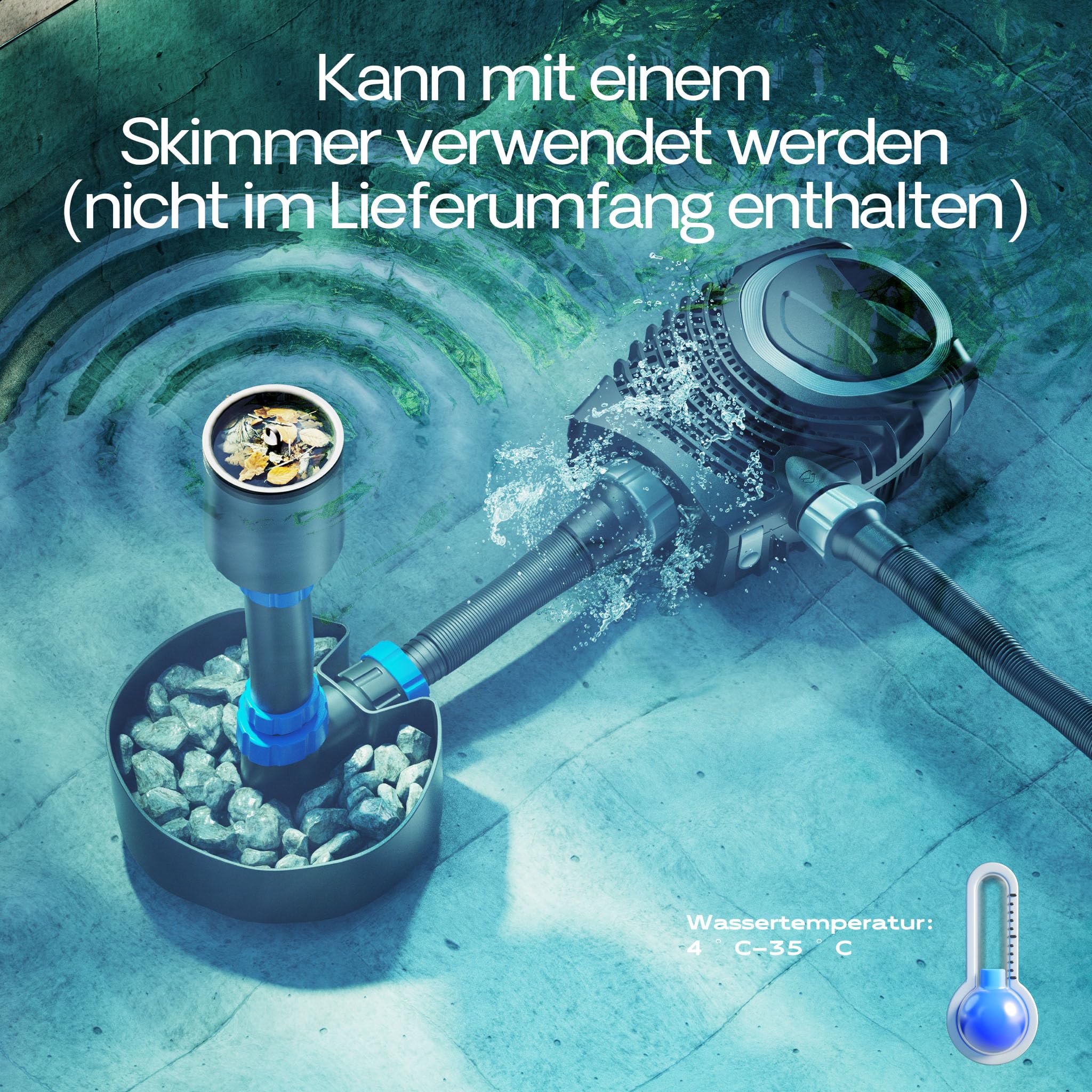 SunSun NEO-10000 SuperECO Teichpumpe 10.000 l/h / 80 W, energiesparende Filterpumpe, Bachlaufpumpe für Koiteiche, Umwälzpumpe, Skimmerpumpe, Gartenteichpumpe