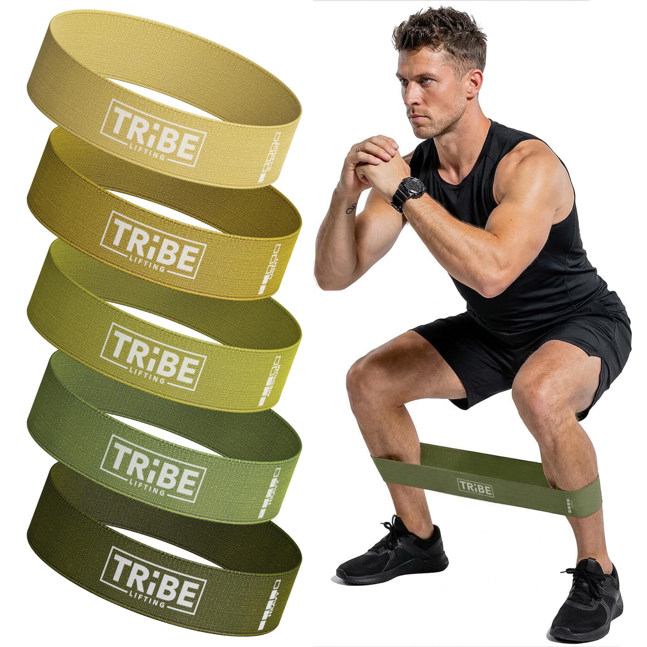 Fabric Resistance Bands for Working Out - 5 Exercise Bands Set for Legs and Glutes - Booty Bands for Women and Men - Thick Cloth Workout Bands for Physical Therapy, Hip Training