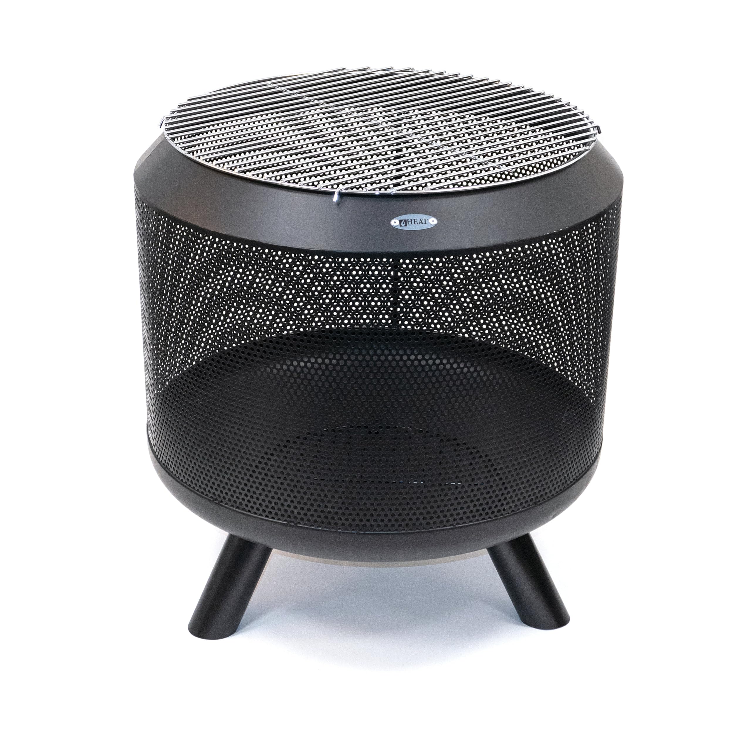 Feuertrommel mit Grill - Feuerkorb mit Grill – Feuerstelle mit Beinen für den Garten, inkl. Grillrost – 50x50x60 cm