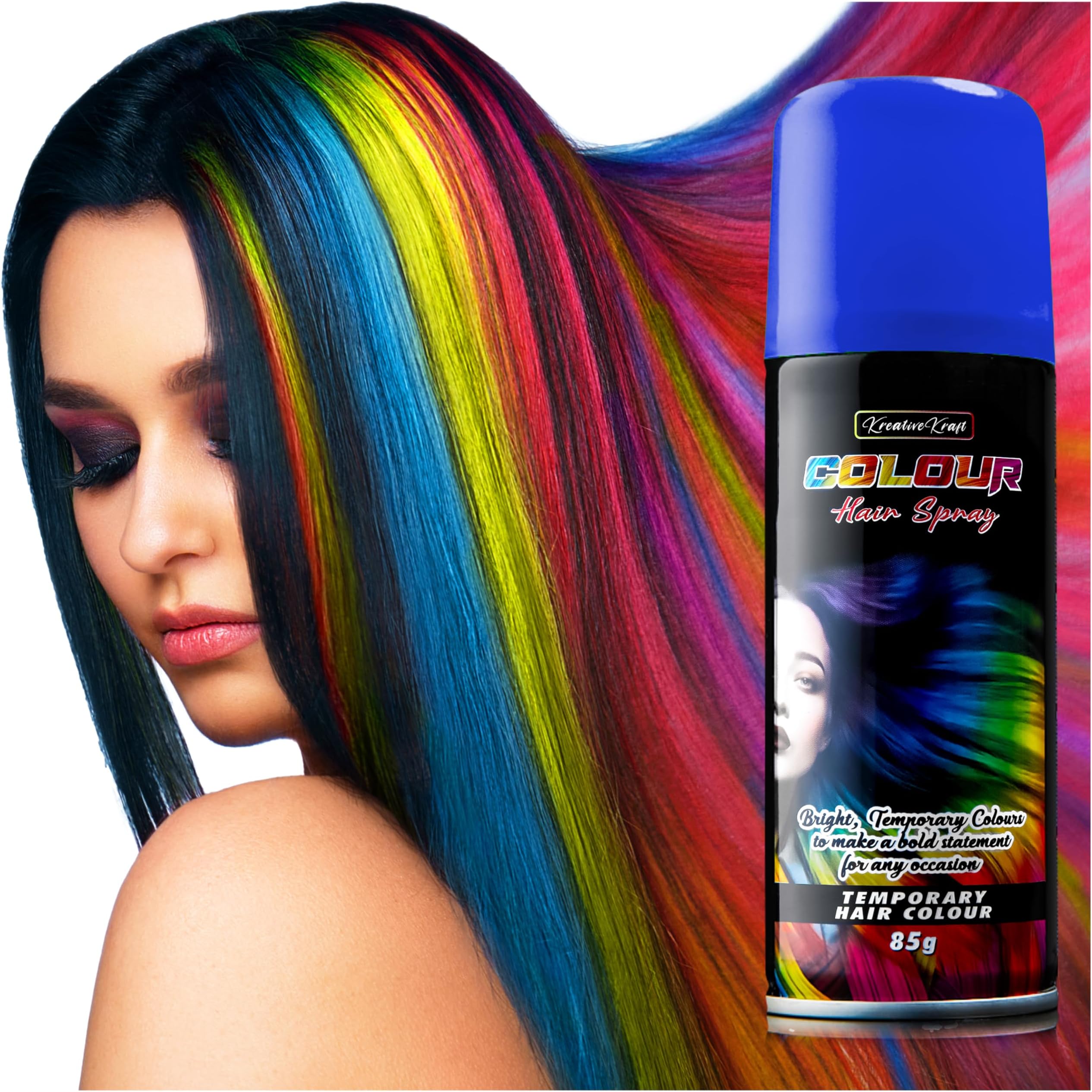 KreativeKraft Temporary Colour Hair Spray, Wash Out Hair Colour for Adults and Teens (Blue)