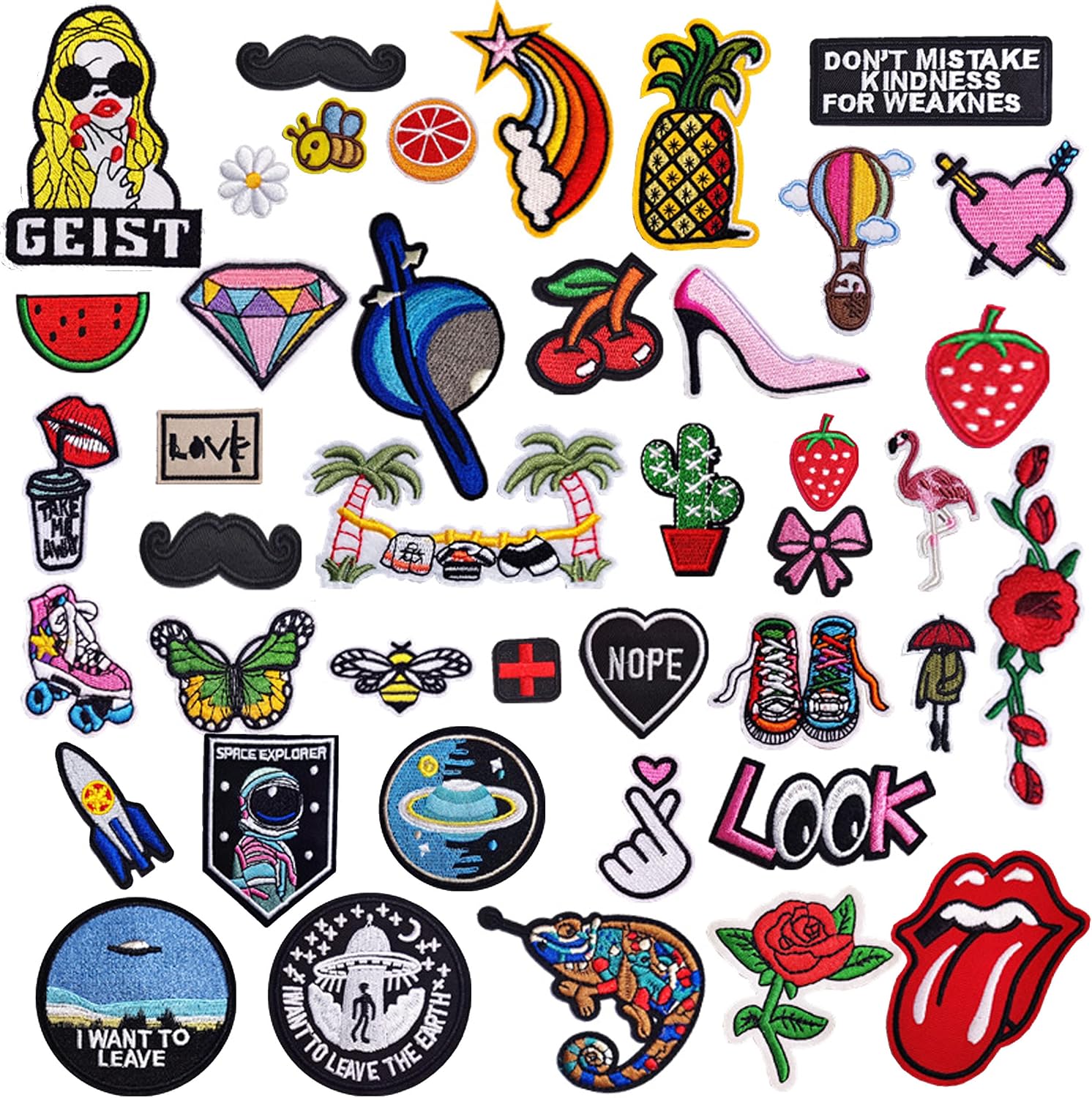 Funcolor 26Pcs Cross Iron On Patches - Multicolored Embroidered Appliques For Clothing, Hats, DIY Crafts