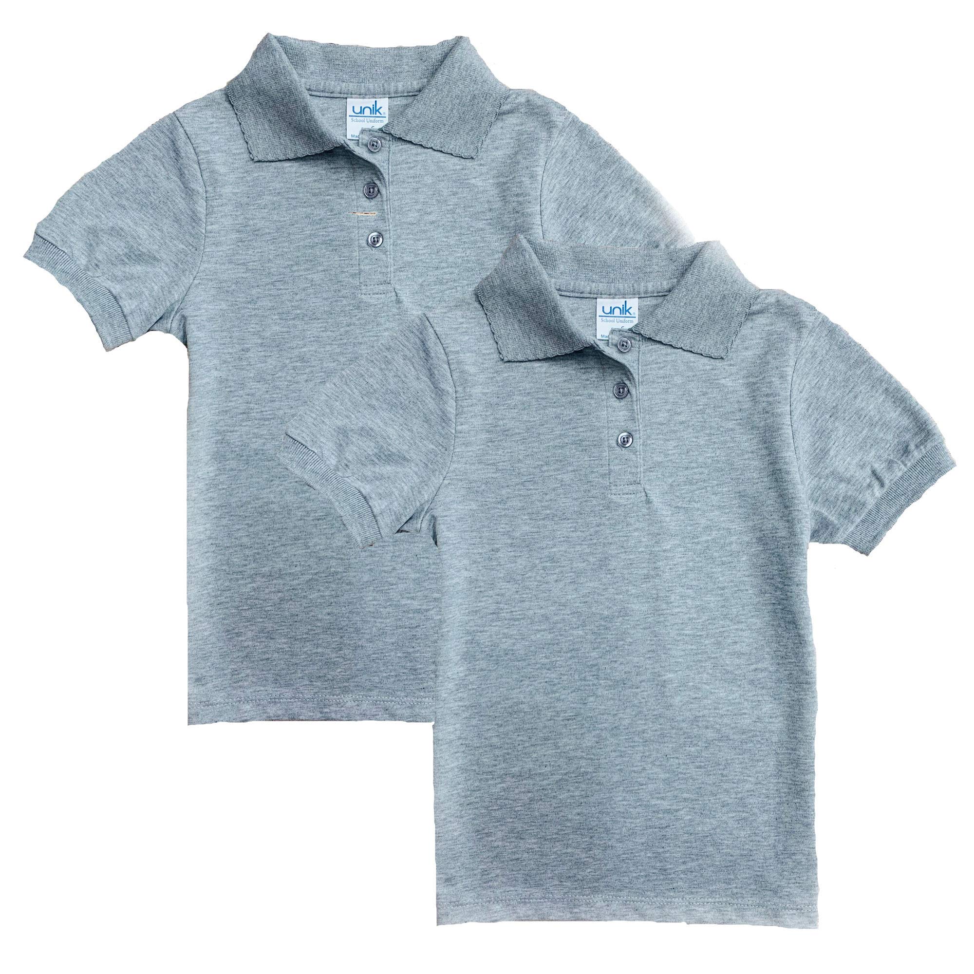 unik Girl's Uniform Polo Shirt Short Sleeve White Navy Sky Blue Red Green Pink