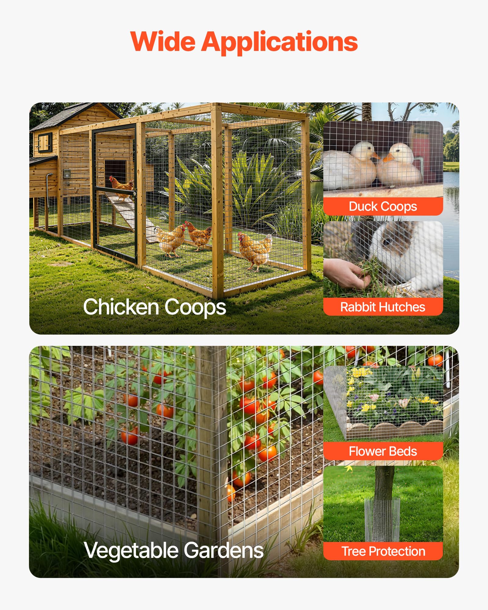 VEVOR Grillage Galvanisé Maille Carrée 12,7 mm, Grillage Soudé en Rouleau 1,5 x 30,5 m Diamètre Fil Métallique Calibre 19 pour Clôture de Jardin, Enclos à Poules, Cages à Lapin, Protection de Plantes