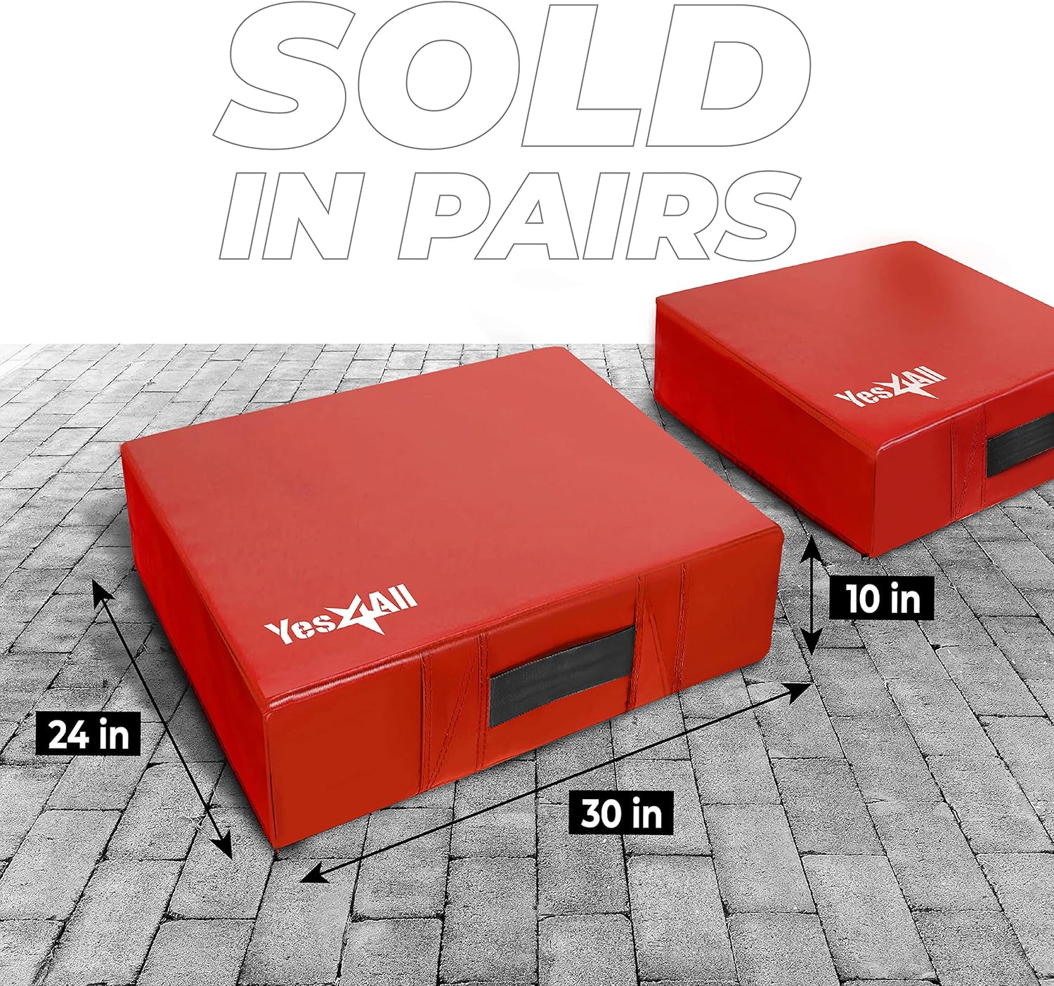 Yes4All Silencer Drop Pads/Weightlifting Drop Pads with PVC Cover & Easy Carry Handles – Sold in Pairs (Red- 10in) : Sports & Outdoors